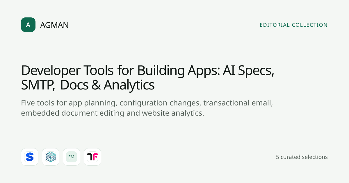 Developer Tools for Building Apps: AI Specs, SMTP, Docs & Analytics cover