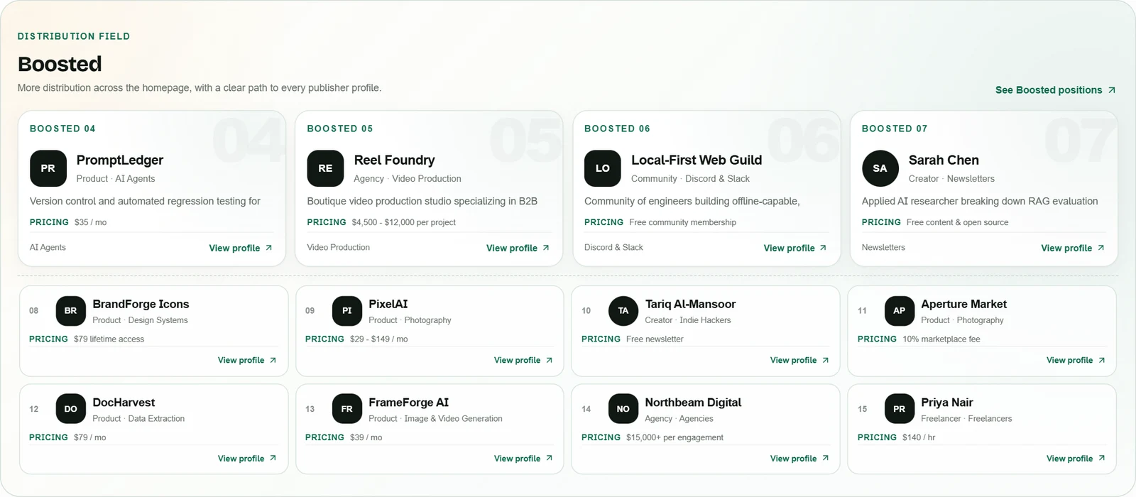 Homepage Boosted positions